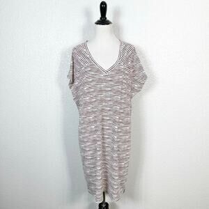 Title Nine Womens Size L Beachy Coverup Hiolani V Neck Tee Dress Red Stripe